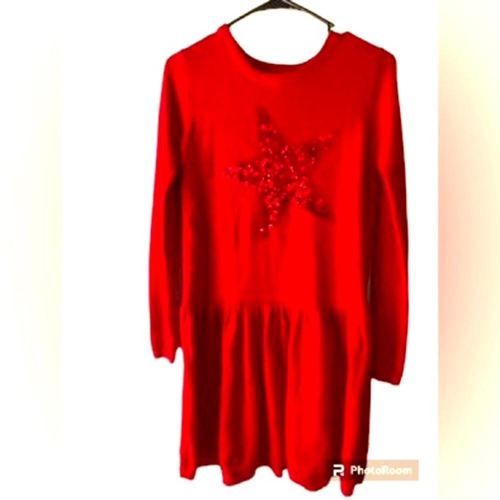 NWT Girls xl 14/16 Holiday/Chistmas red sweater sequinwork dress